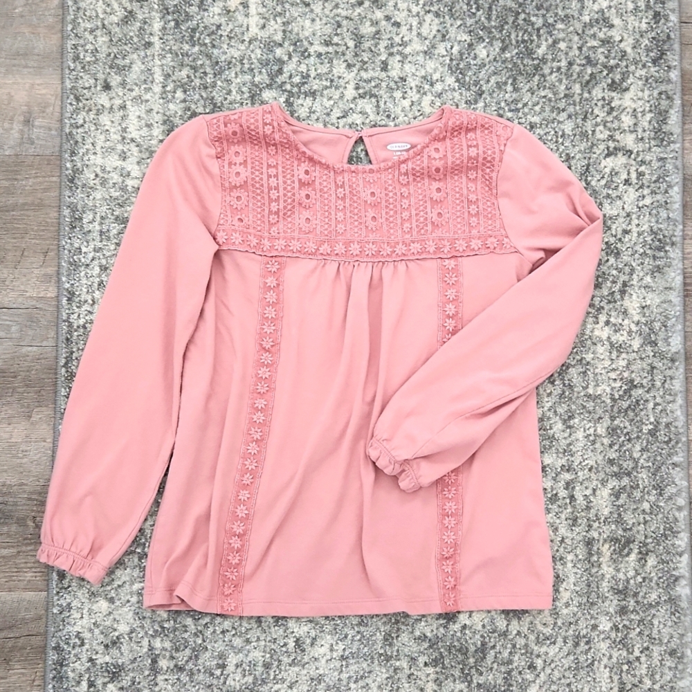 🌷 Pick 5 for 20🌷.  Old Navy Rose Pink Blouse girls L (10-12)